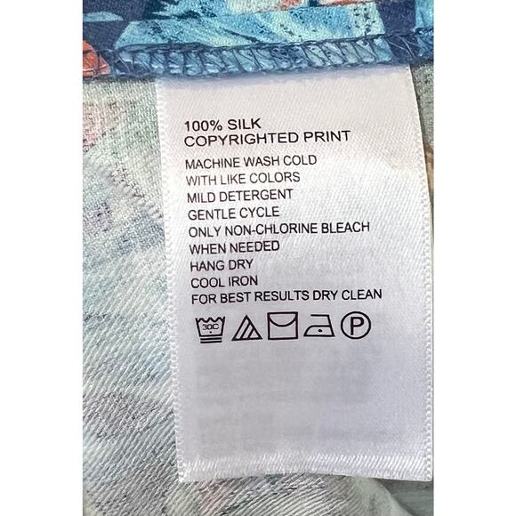 Tommy Bahama Blue Green Hawaiian Tropical Silk Rayon SS Button Up Shirt XL - Picture 6 of 6